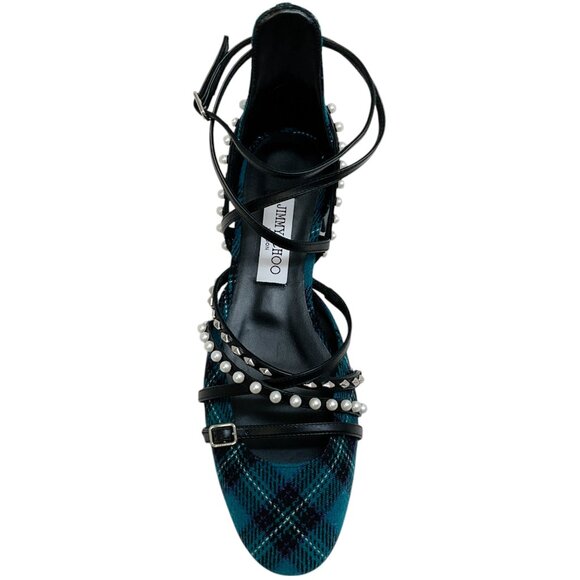 Jimmy Choo Peacock / Silver Tartan Celestia 25 Flats - Picture 4 of 9